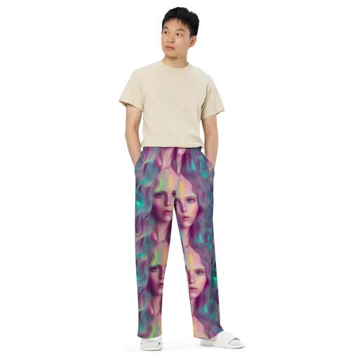 Surreal Tresses on a Wide-Leg Pants