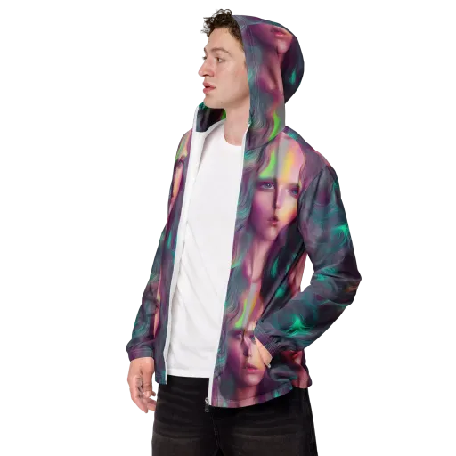 Surreal Tresses on a Men's Windbreaker