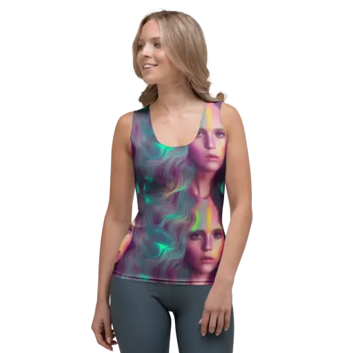 Surreal Tresses on a Women's Tank Top