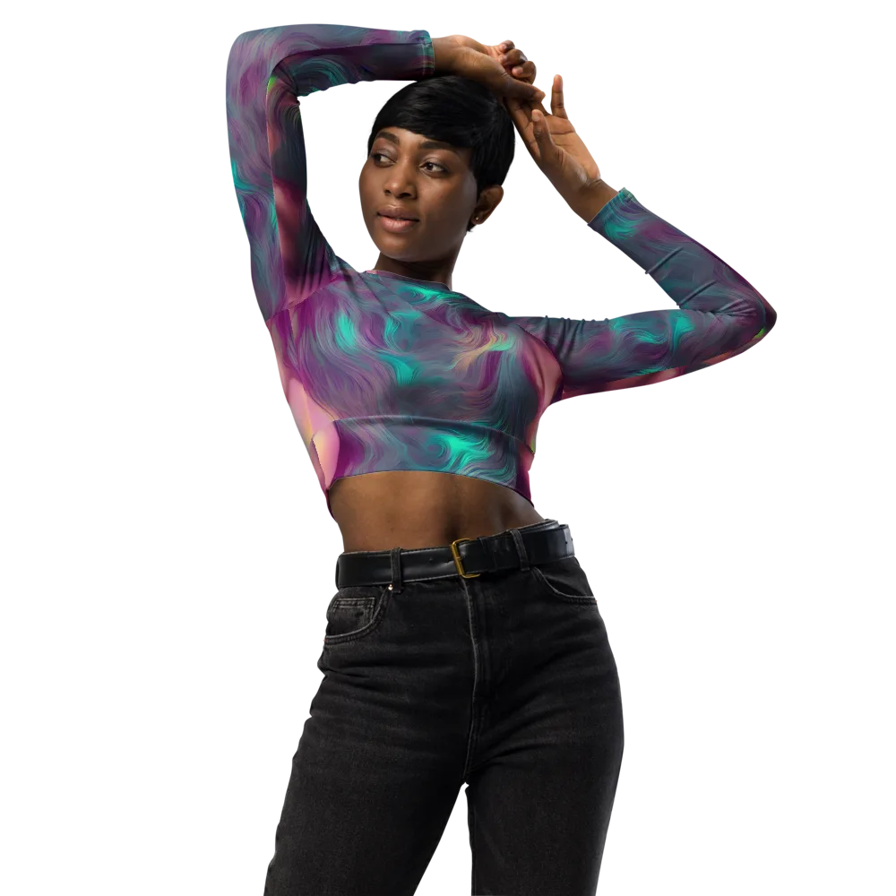 Surreal Tresses on Long Sleeve Crop Top — Front