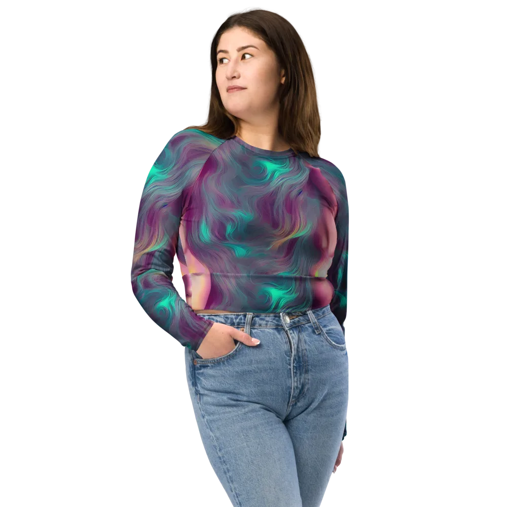 Surreal Tresses on Long Sleeve Crop Top — Front