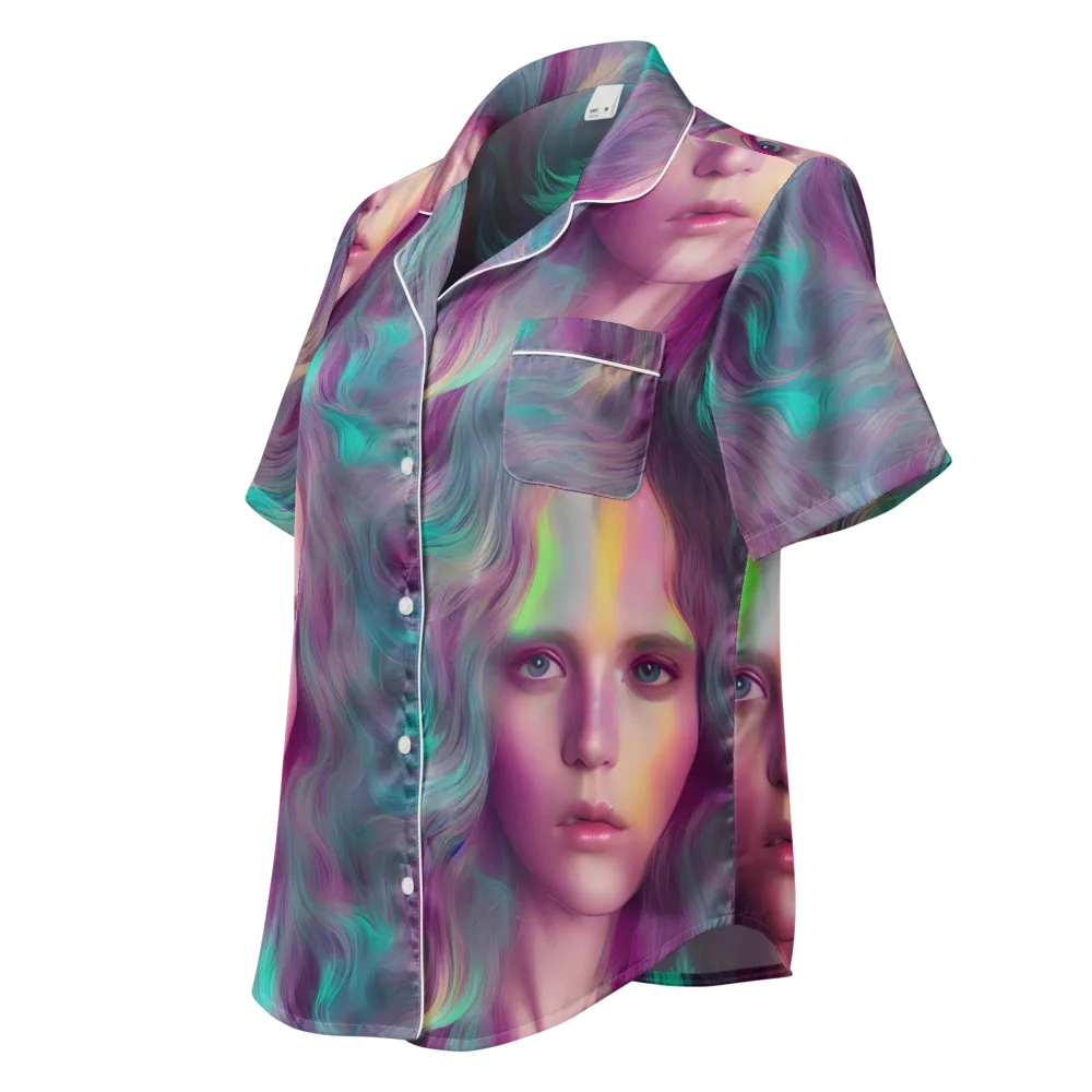 Surreal Tresses on Women's Short Sleeve Pajama Top — Left Front