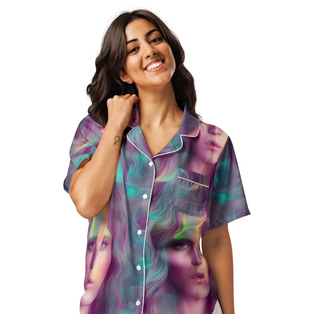 Surreal Tresses on Women's Short Sleeve Pajama Top — Front