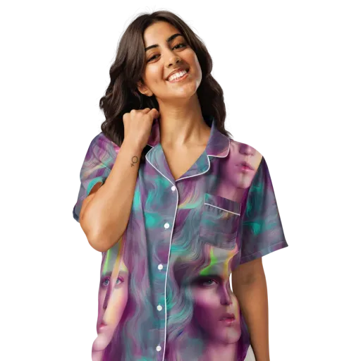 Surreal Tresses on a Women's Short Sleeve Pajama Top