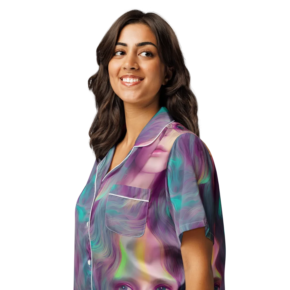 Surreal Tresses on Women's Short Sleeve Pajama Top — Left Front