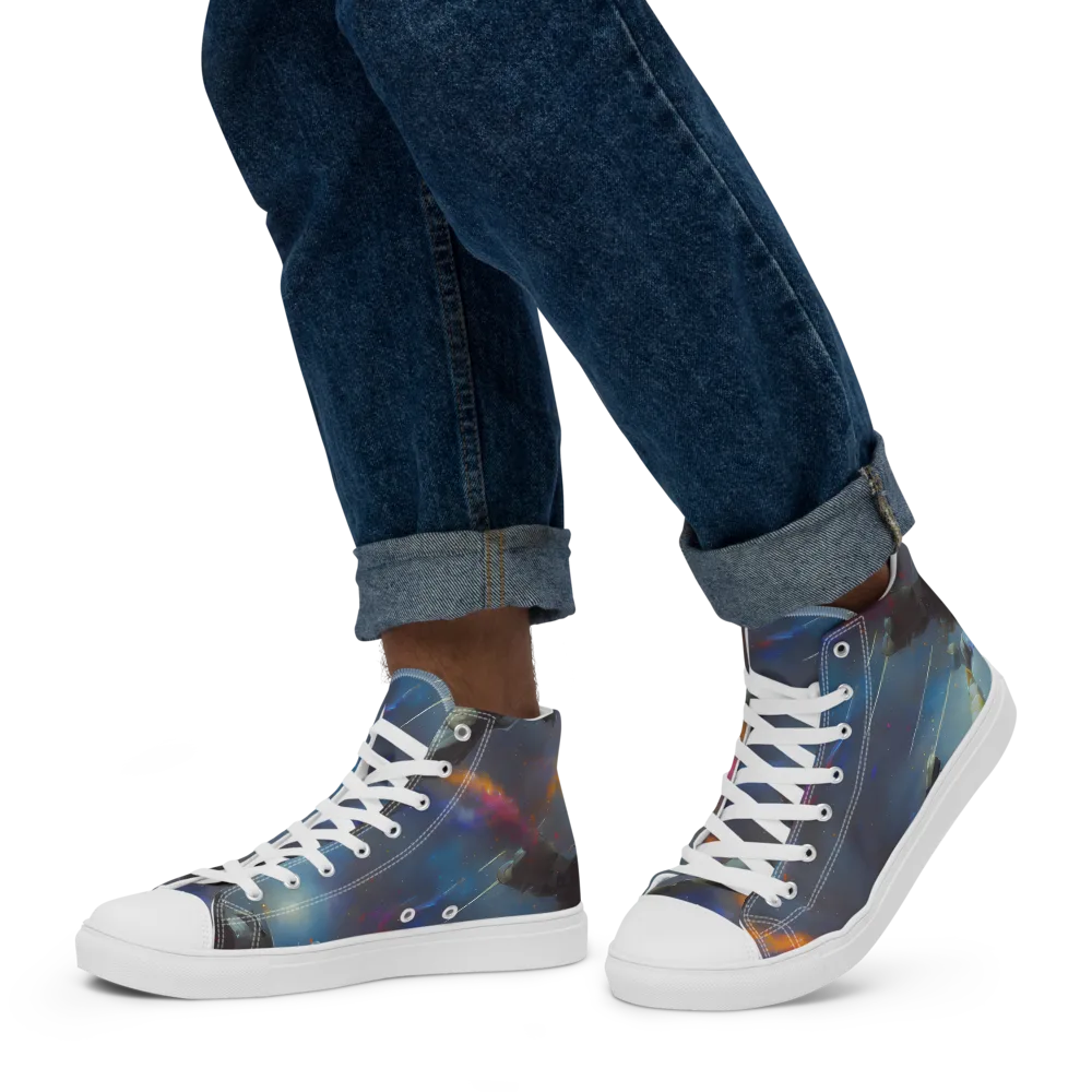 Gravity's Palette on Men's High Top Canvas Shoes — Left