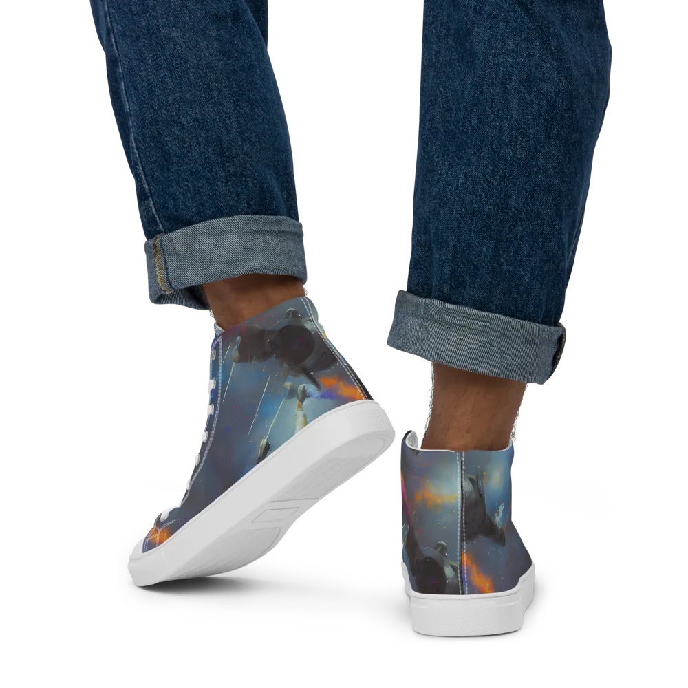 Gravity's Palette on Men's High Top Canvas Shoes — Back