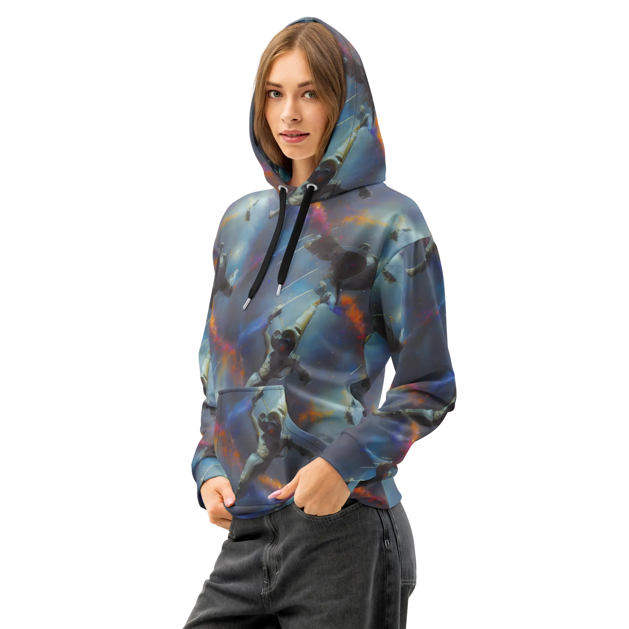 Gravity's Palette on Cotton Hoodie — Left Front