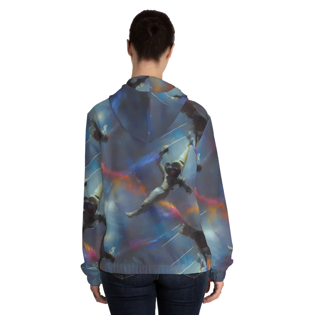 Gravity's Palette on Women's Full-Zip Hoodie — Back On Person