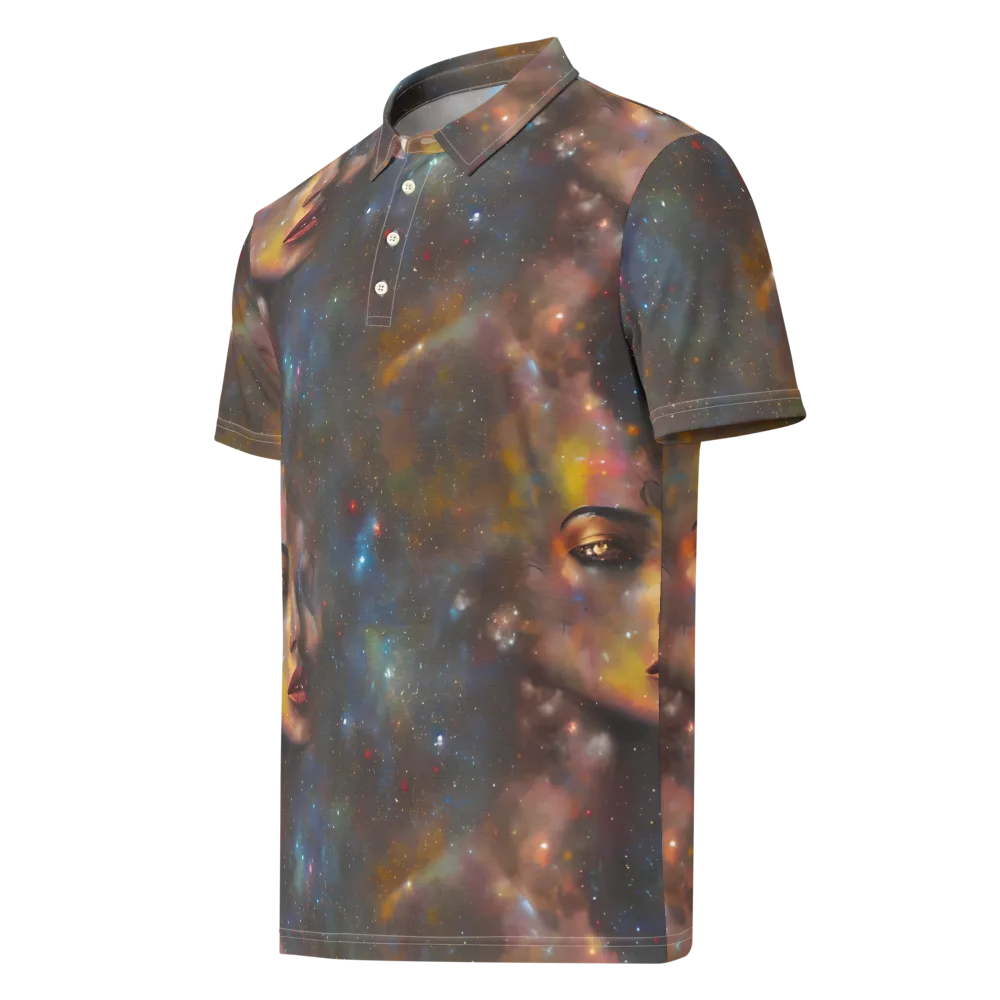 Gilded Galaxies on Men's Slim Fit Polo Shirt — Left Front