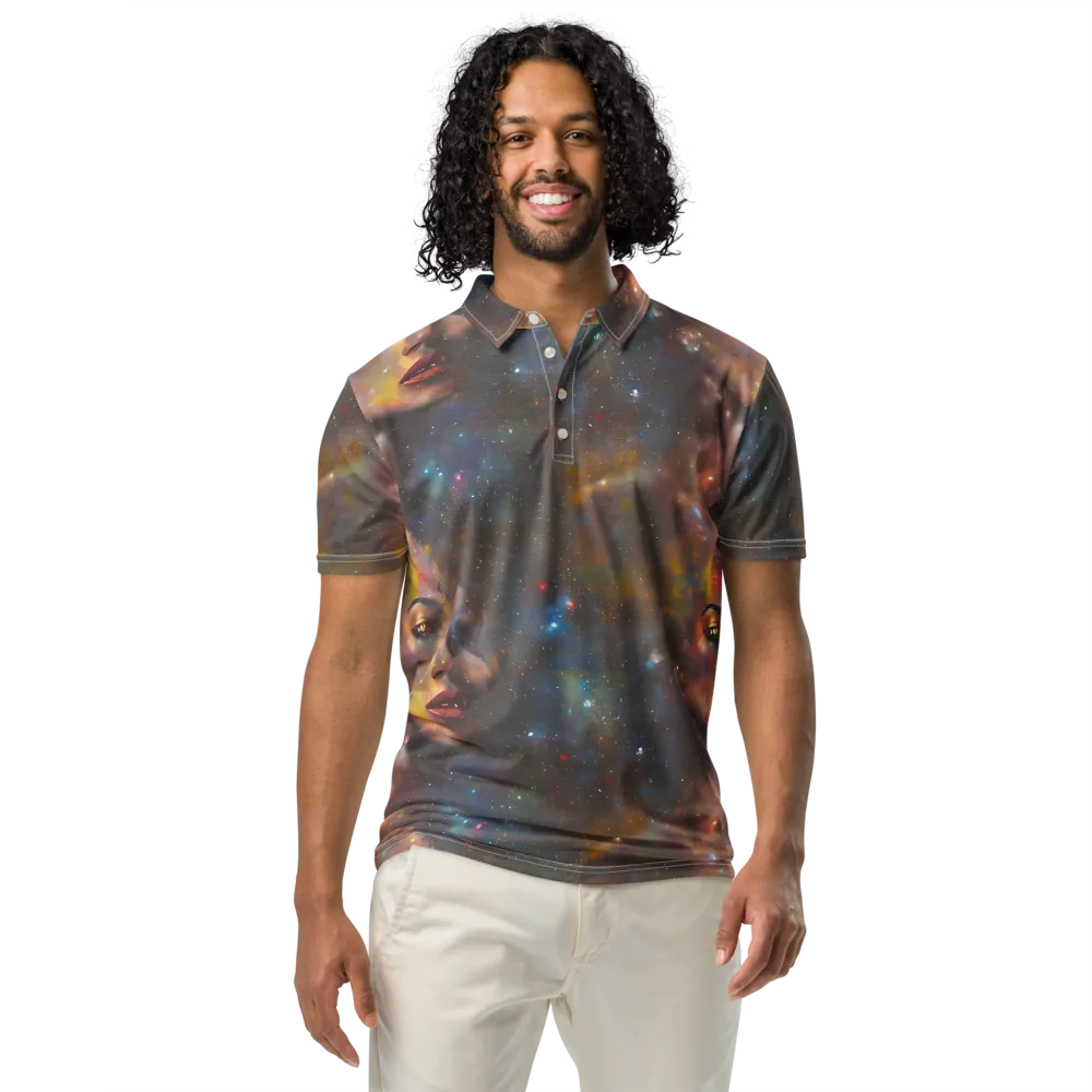 Gilded Galaxies on Men's Slim Fit Polo Shirt — Front