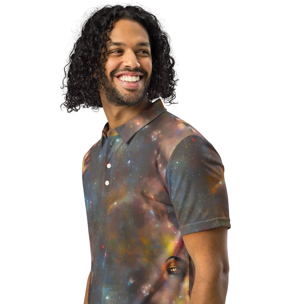 Gilded Galaxies on Men's Slim Fit Polo Shirt — Left Front