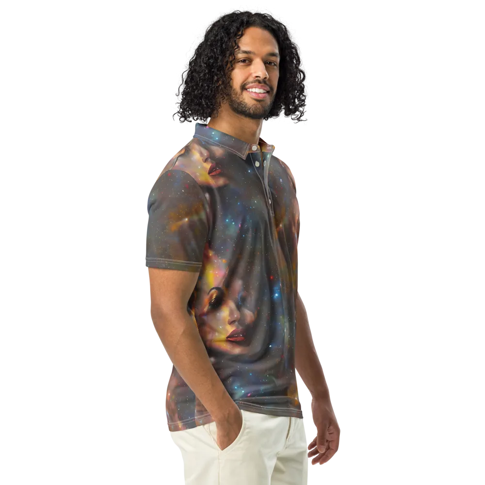 Gilded Galaxies on Men's Slim Fit Polo Shirt — Right Front