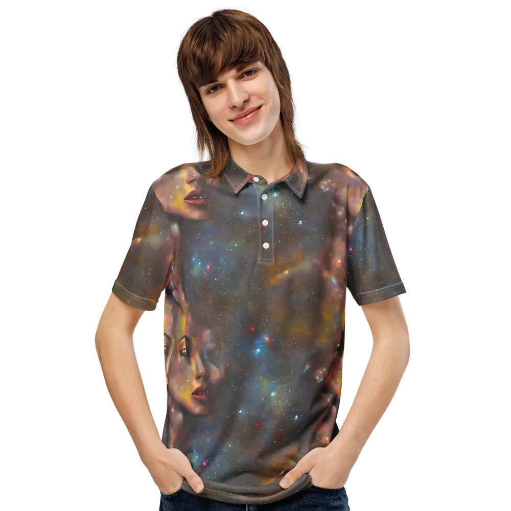 Gilded Galaxies on Men's Slim Fit Polo Shirt — Front