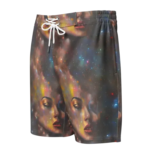 Gilded Galaxies on a Men's Board Shorts