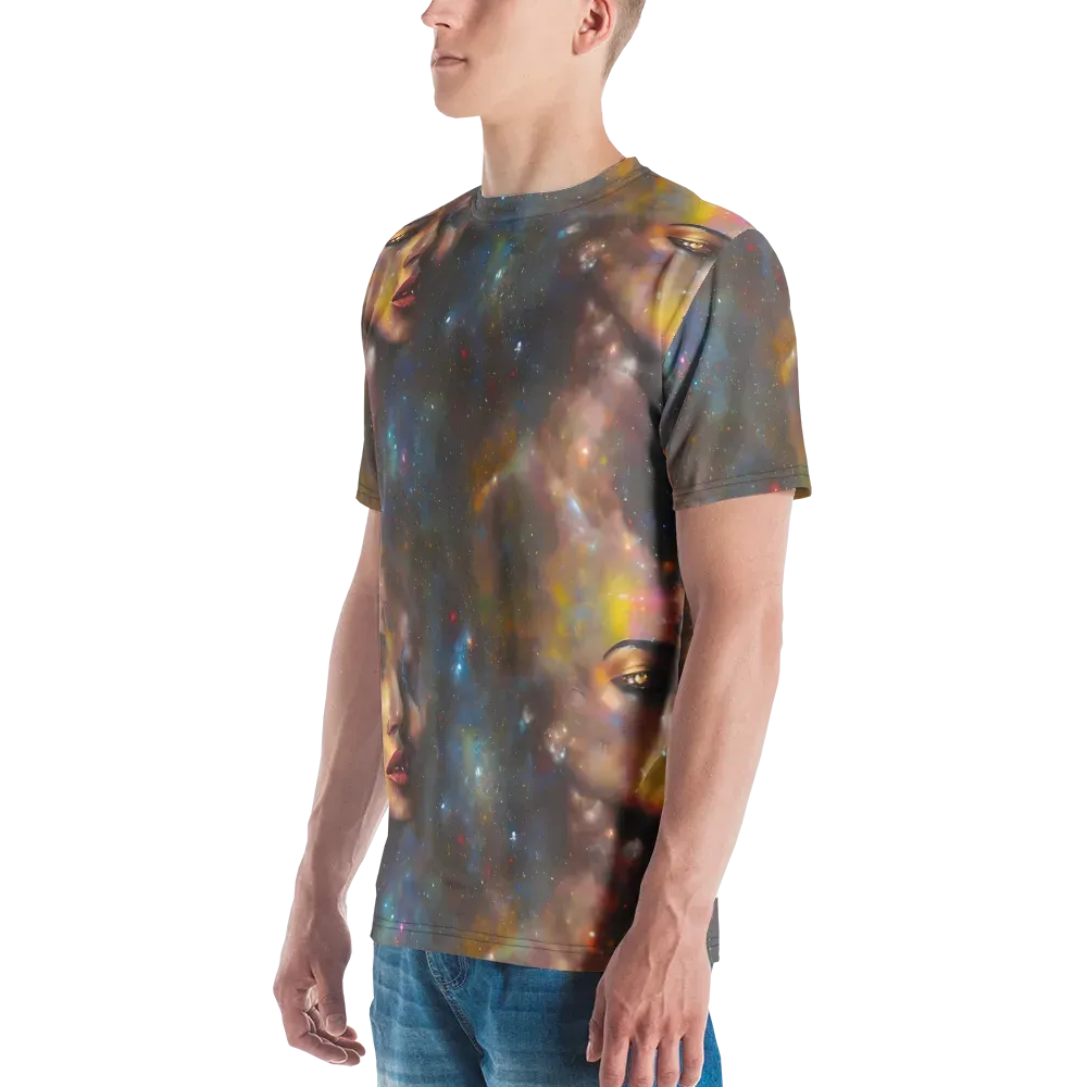 Gilded Galaxies on Men's Crew Neck T-Shirt — Left