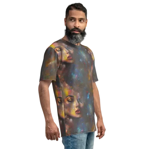 Gilded Galaxies on a Men's Crew Neck T-Shirt