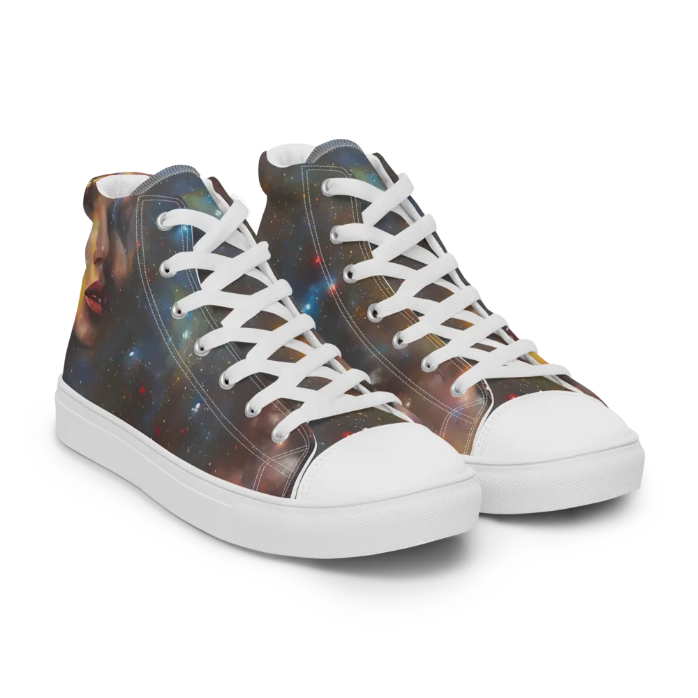 Gilded Galaxies on Men's High Top Canvas Shoes — Right Front