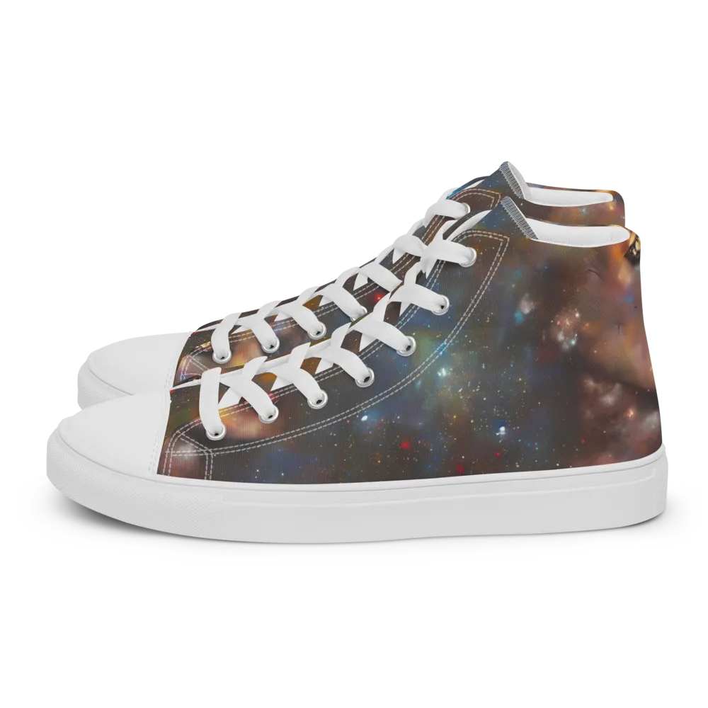 Gilded Galaxies on Men's High Top Canvas Shoes — Left
