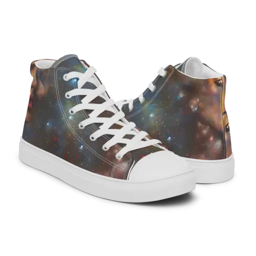 Gilded Galaxies on a Men's High Top Canvas Shoes