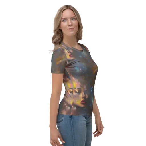 Gilded Galaxies on a Women's Crew Neck T-Shirt