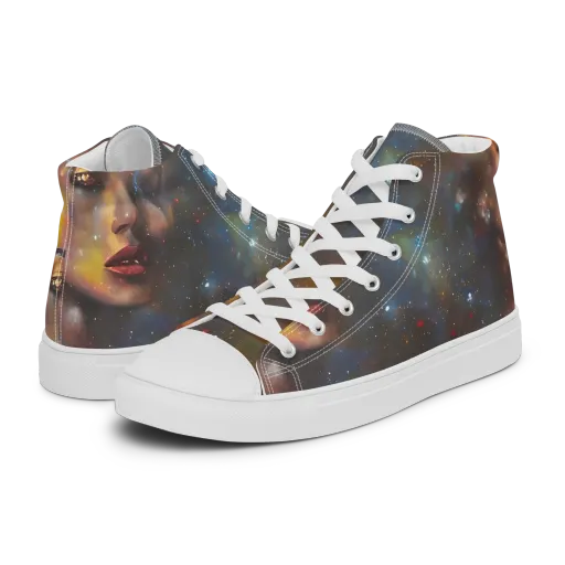 Gilded Galaxies on a Women's High Top Canvas Shoes