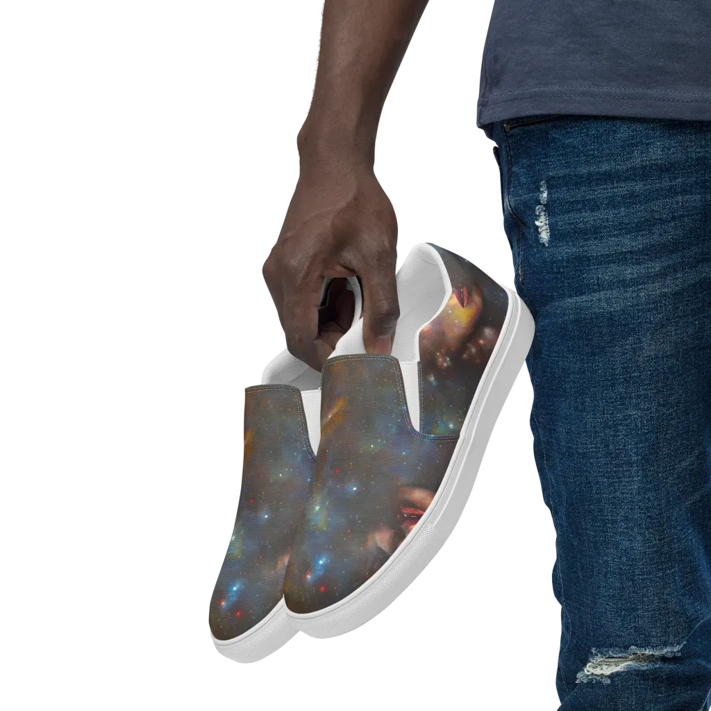 Gilded Galaxies on Men's Slip-On Canvas Shoes — Left Front