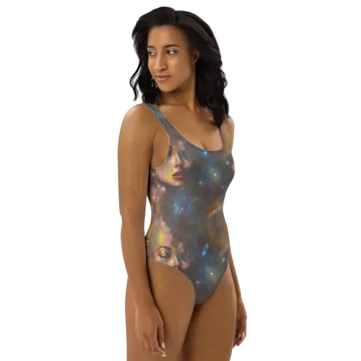 Gilded Galaxies on a One-Piece Swimsuit