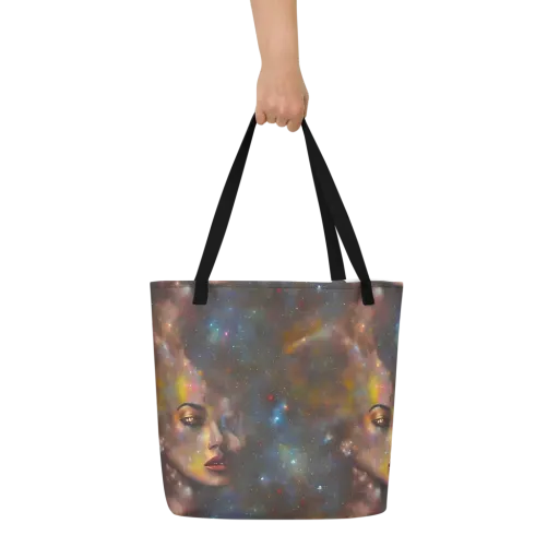 Gilded Galaxies on a Large Tote Bag W/ Pocket