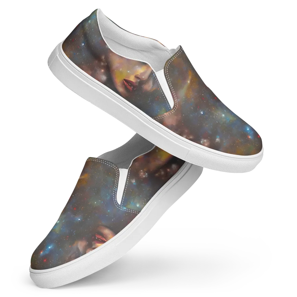 Gilded Galaxies on Women's Slip-On Canvas Shoes — Front