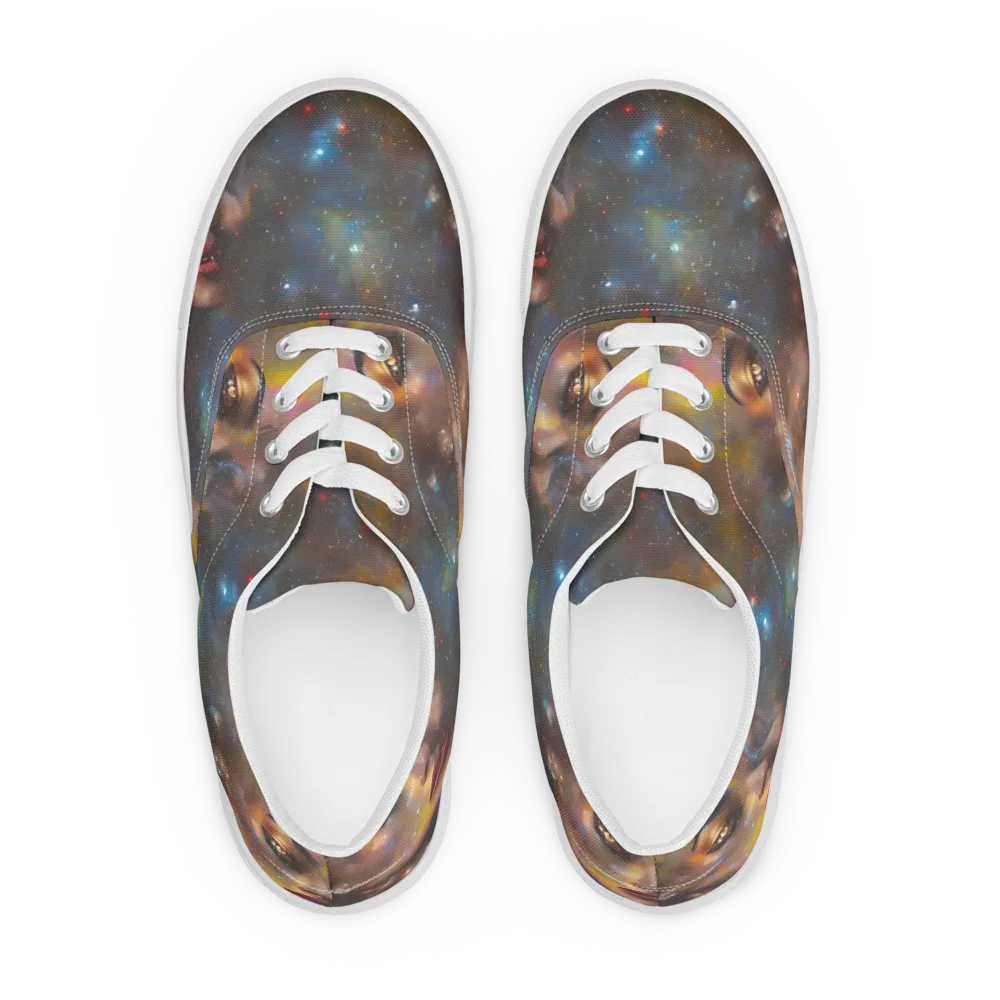 Gilded Galaxies on Men's Lace-Up Canvas Shoes — Front