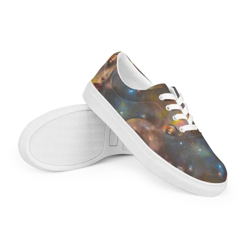 Gilded Galaxies on a Men's Lace-Up Canvas Shoes