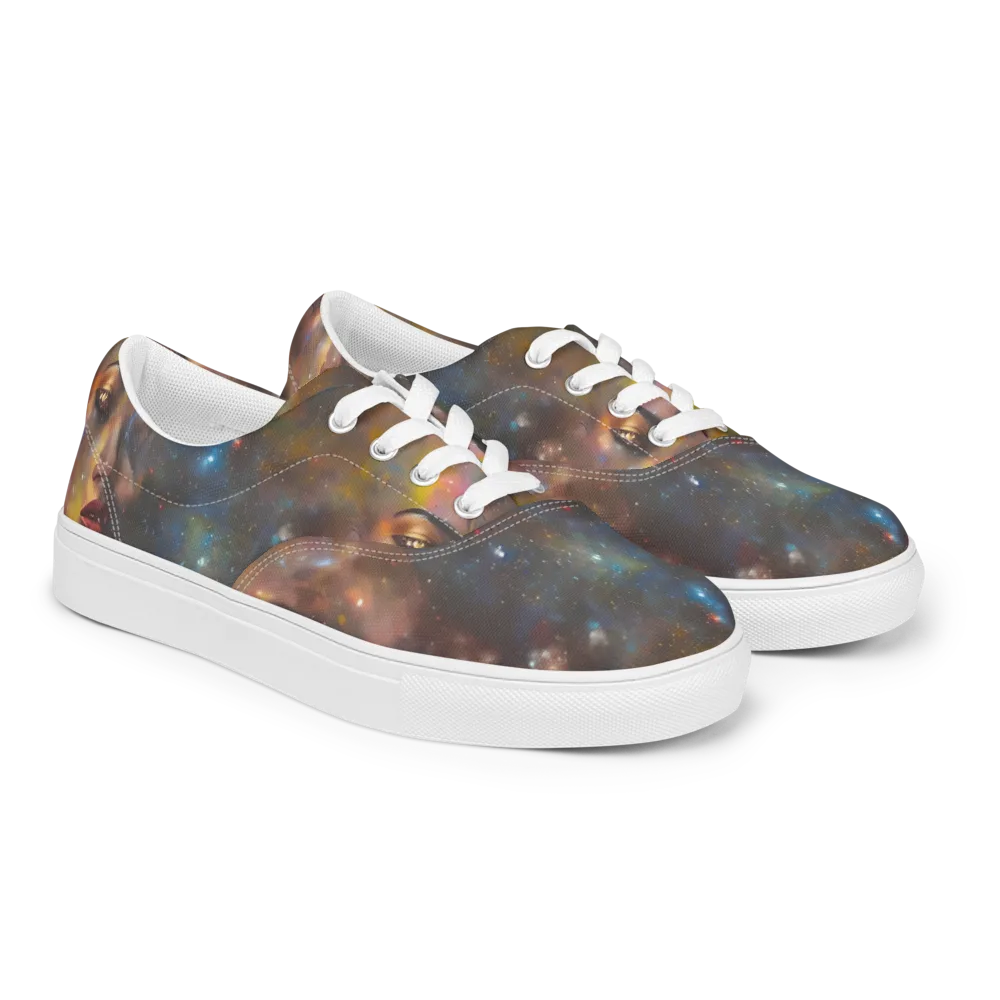 Gilded Galaxies on Men's Lace-Up Canvas Shoes — Right Front