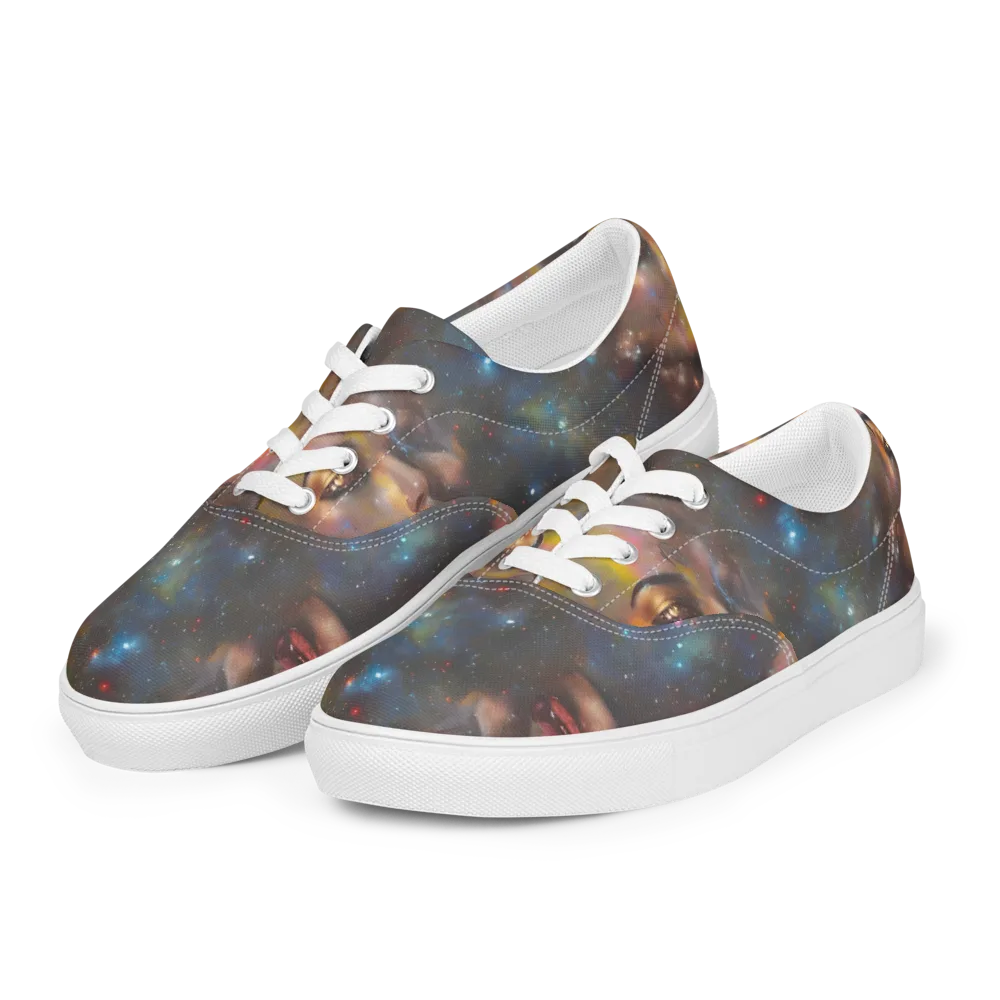Gilded Galaxies on Men's Lace-Up Canvas Shoes — Left Front