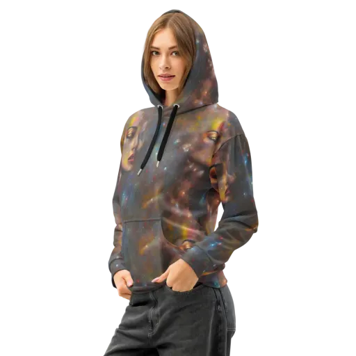 Gilded Galaxies on a Cotton Hoodie