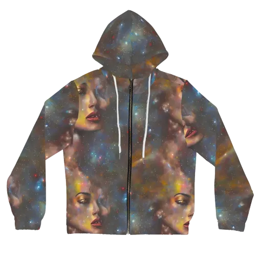 Gilded Galaxies on a Women's Full-Zip Hoodie