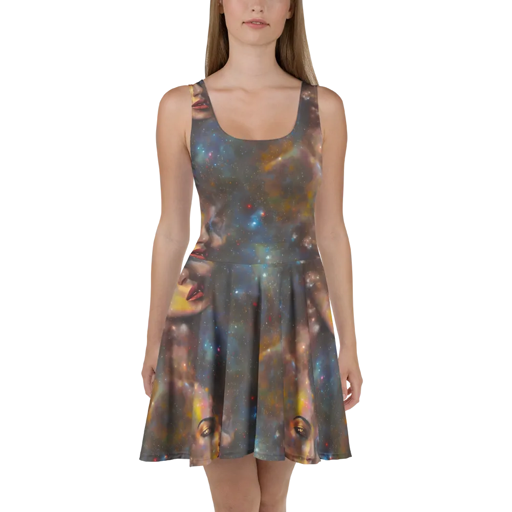 Gilded Galaxies on Skater Dress — Front