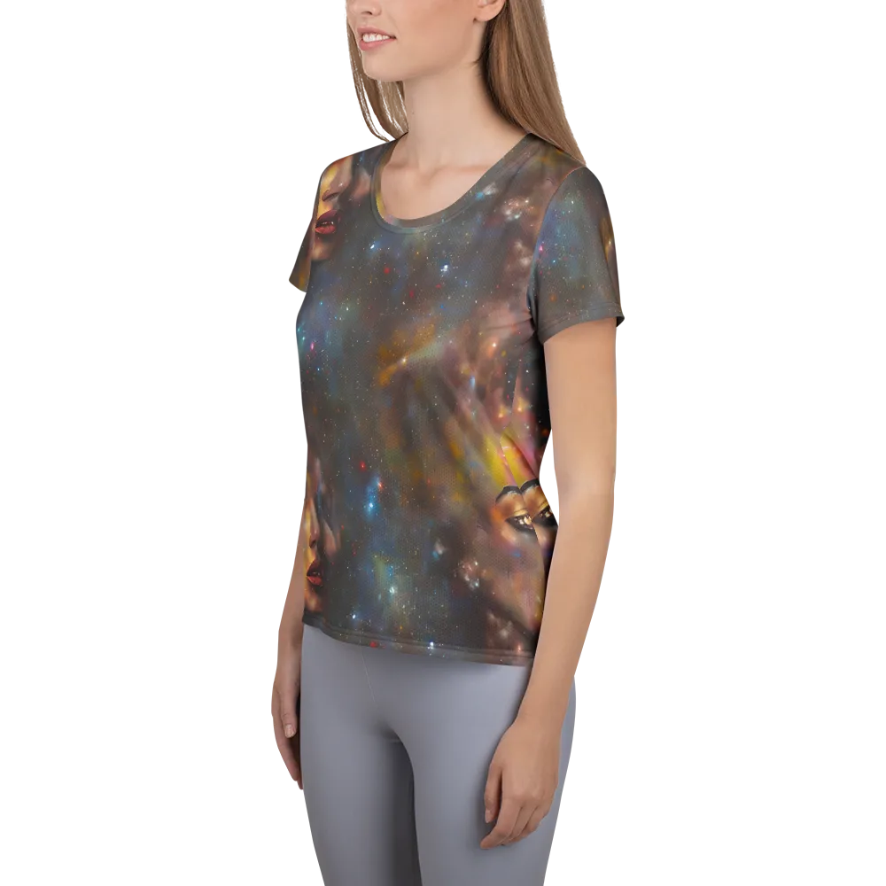 Gilded Galaxies on Women's Athletic T-Shirt — Left