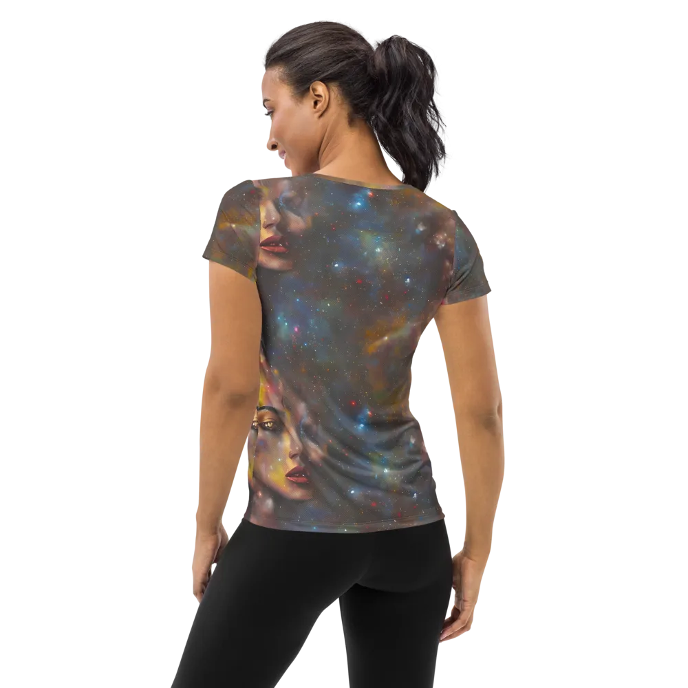 Gilded Galaxies on Women's Athletic T-Shirt — Back