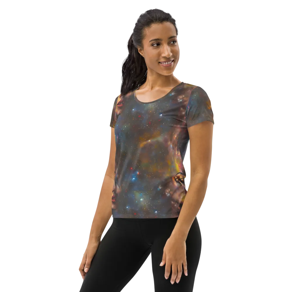 Gilded Galaxies on Women's Athletic T-Shirt — Left
