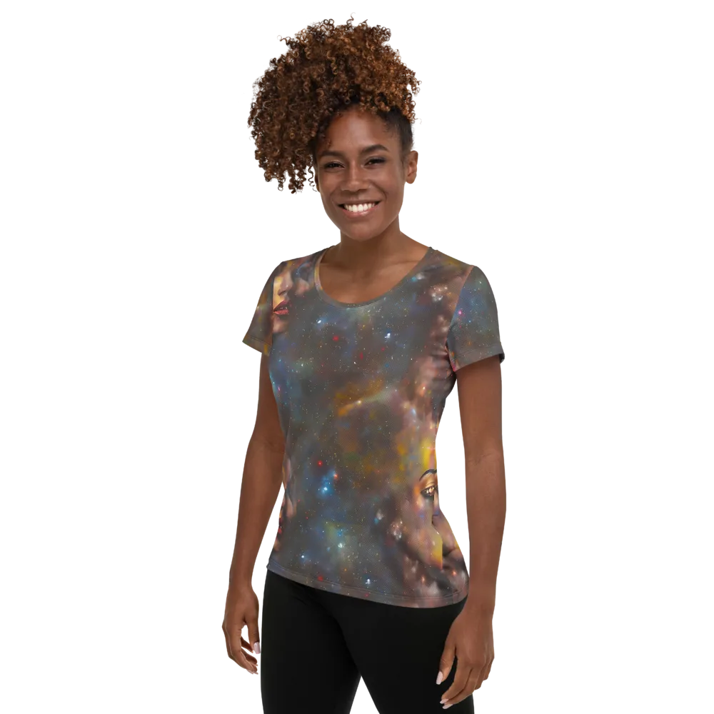 Gilded Galaxies on Women's Athletic T-Shirt — Left