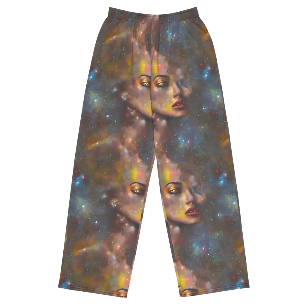 Gilded Galaxies on Wide-Leg Pants — Front