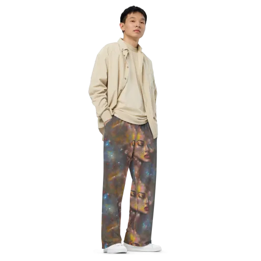 Gilded Galaxies on a Wide-Leg Pants
