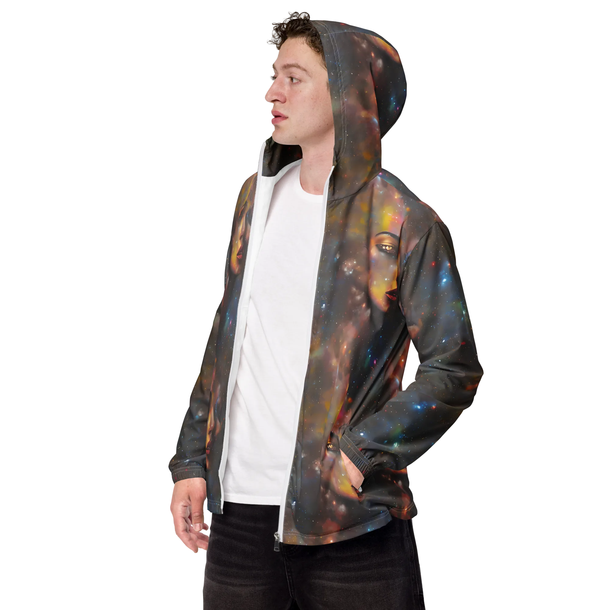Gilded Galaxies on Men's Windbreaker — Left Front