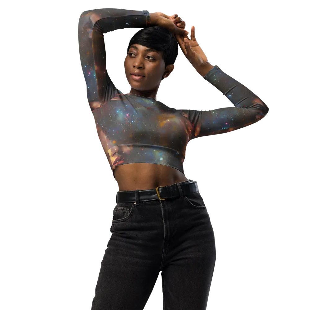 Gilded Galaxies on Long Sleeve Crop Top — Front