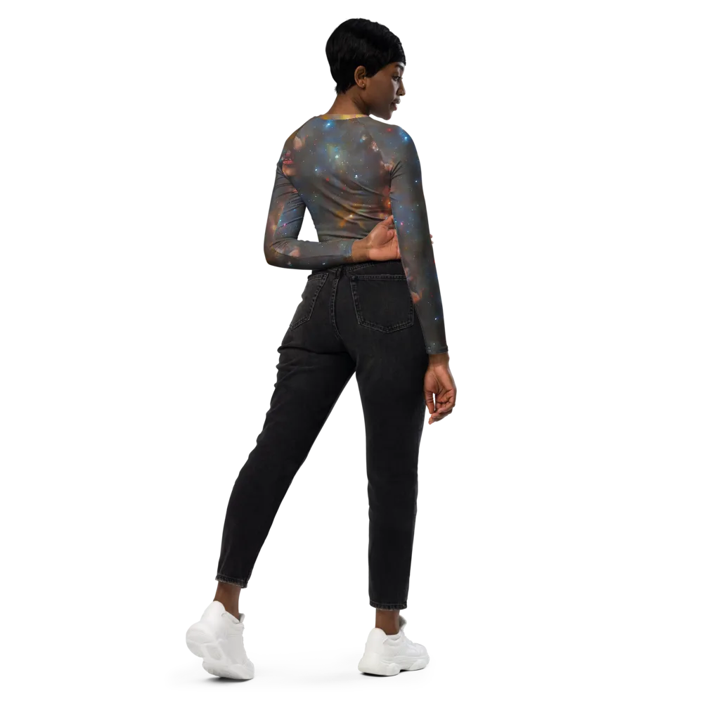 Gilded Galaxies on Long Sleeve Crop Top — Right Back