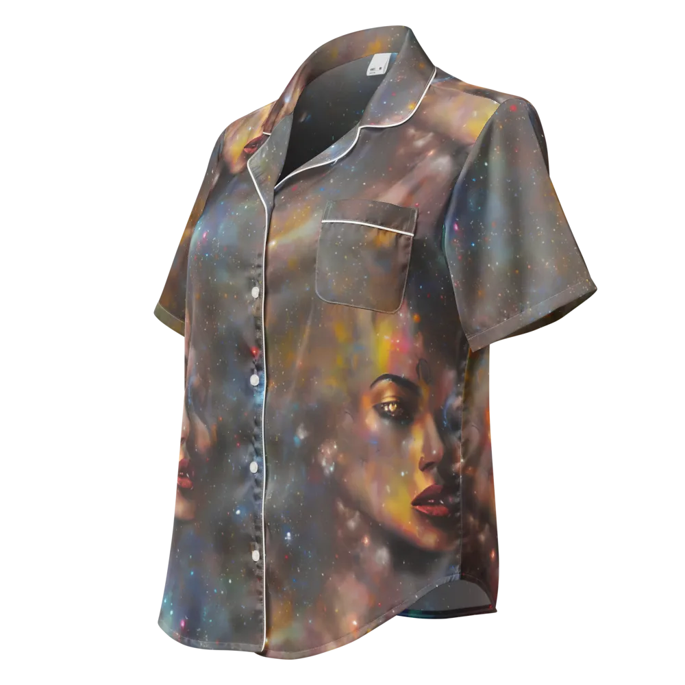Gilded Galaxies on Women's Short Sleeve Pajama Top — Left Front