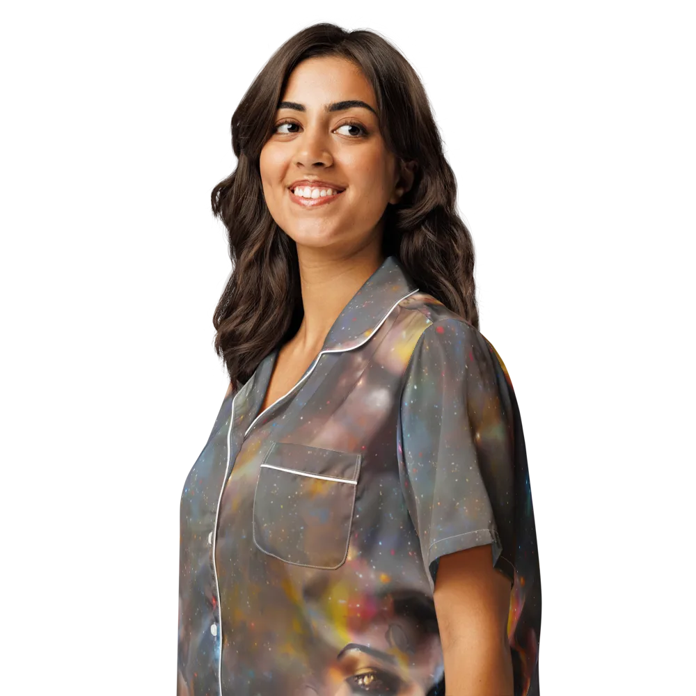 Gilded Galaxies on Women's Short Sleeve Pajama Top — Left Front