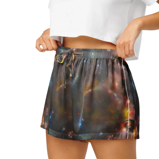 Gilded Galaxies on a Women's Pajama Shorts