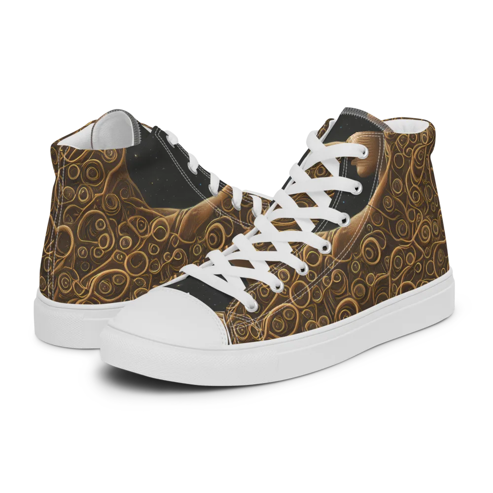 Ethereal Coils on Men's High Top Canvas Shoes — Left